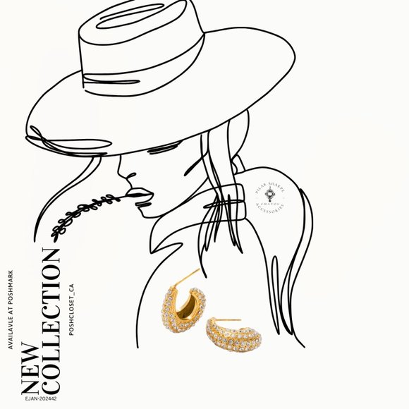 Stainless Steel Zircon Ear Studs - Picture 2 of 2